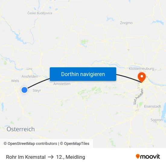 Rohr Im Kremstal to 12., Meidling map