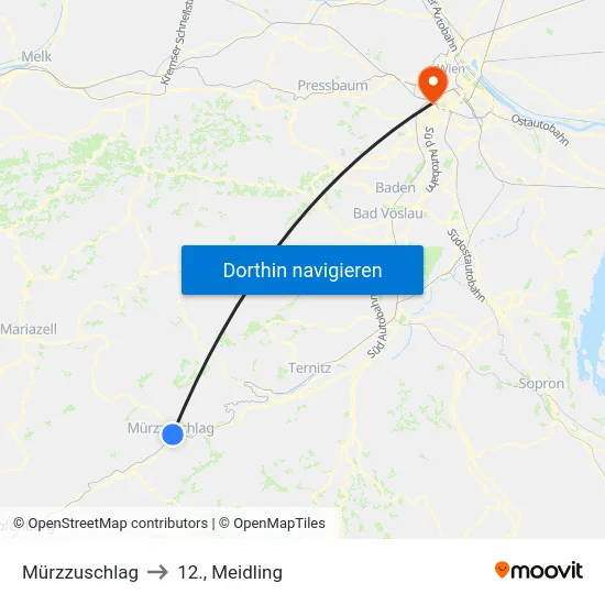 Mürzzuschlag to 12., Meidling map