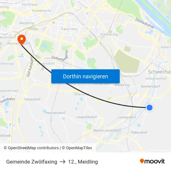 Gemeinde Zwölfaxing to 12., Meidling map