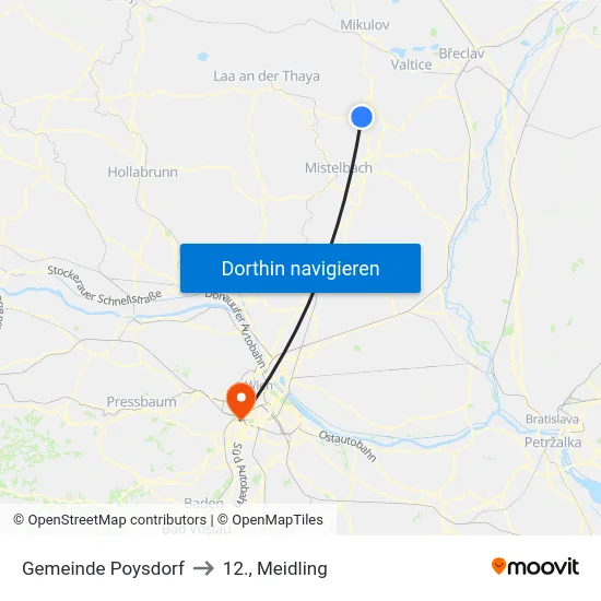 Gemeinde Poysdorf to 12., Meidling map