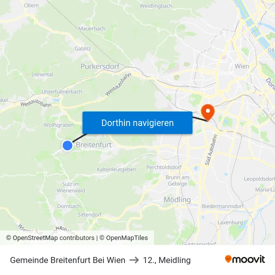 Gemeinde Breitenfurt Bei Wien to 12., Meidling map