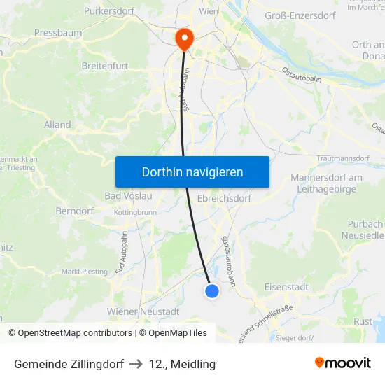 Gemeinde Zillingdorf to 12., Meidling map
