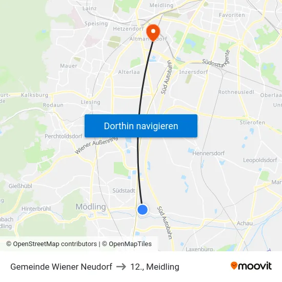 Gemeinde Wiener Neudorf to 12., Meidling map