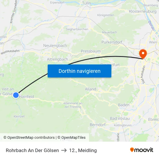 Rohrbach An Der Gölsen to 12., Meidling map
