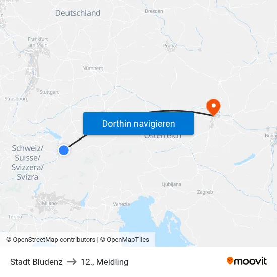 Stadt Bludenz to 12., Meidling map
