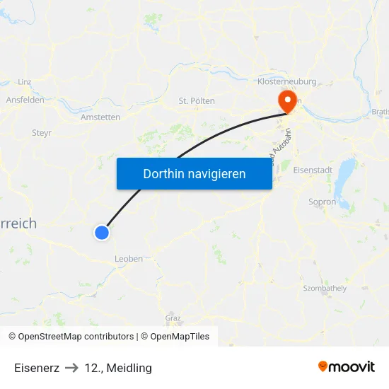 Eisenerz to 12., Meidling map
