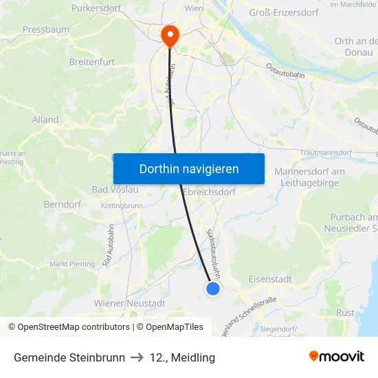 Gemeinde Steinbrunn to 12., Meidling map