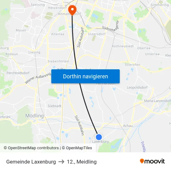 Gemeinde Laxenburg to 12., Meidling map
