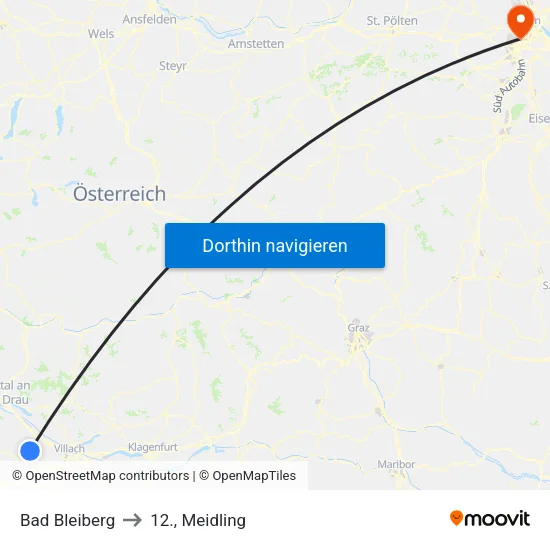 Bad Bleiberg to 12., Meidling map