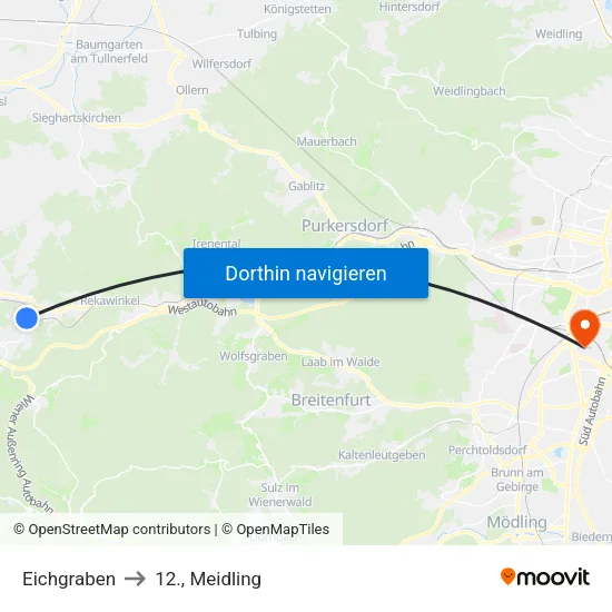 Eichgraben to 12., Meidling map