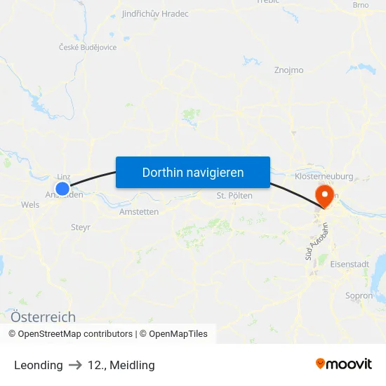 Leonding to 12., Meidling map