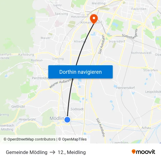 Gemeinde Mödling to 12., Meidling map