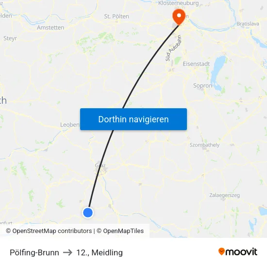 Pölfing-Brunn to 12., Meidling map