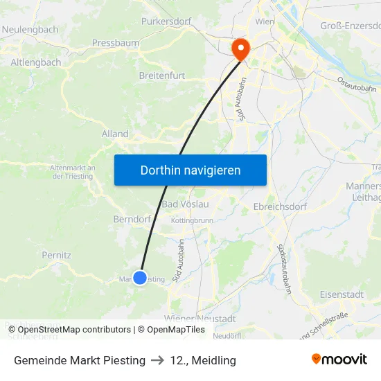 Gemeinde Markt Piesting to 12., Meidling map