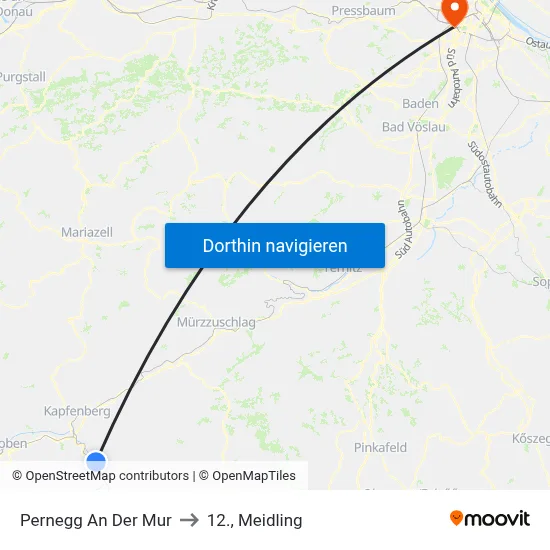 Pernegg An Der Mur to 12., Meidling map