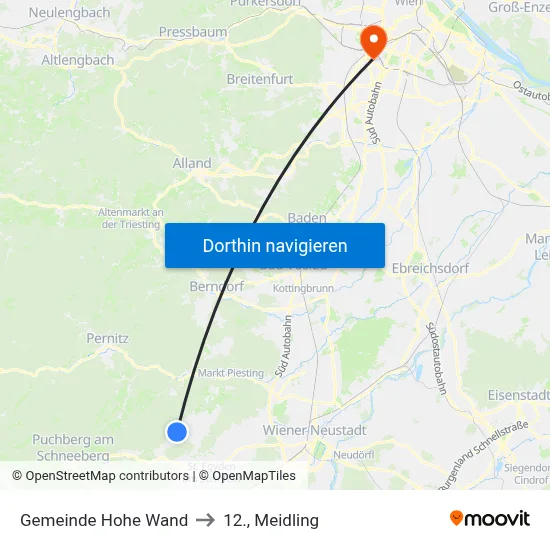 Gemeinde Hohe Wand to 12., Meidling map
