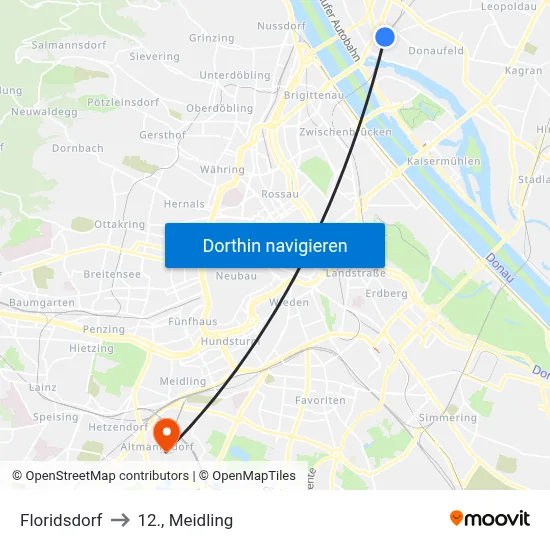 Floridsdorf to 12., Meidling map