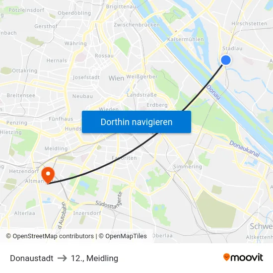 Donaustadt to 12., Meidling map