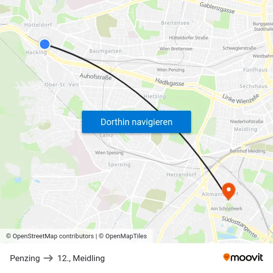 Penzing to 12., Meidling map