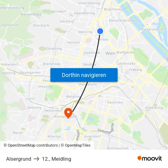 Alsergrund to 12., Meidling map