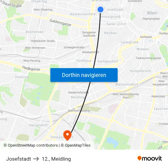 Josefstadt to 12., Meidling map