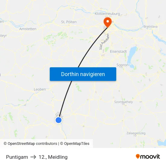 Puntigam to 12., Meidling map