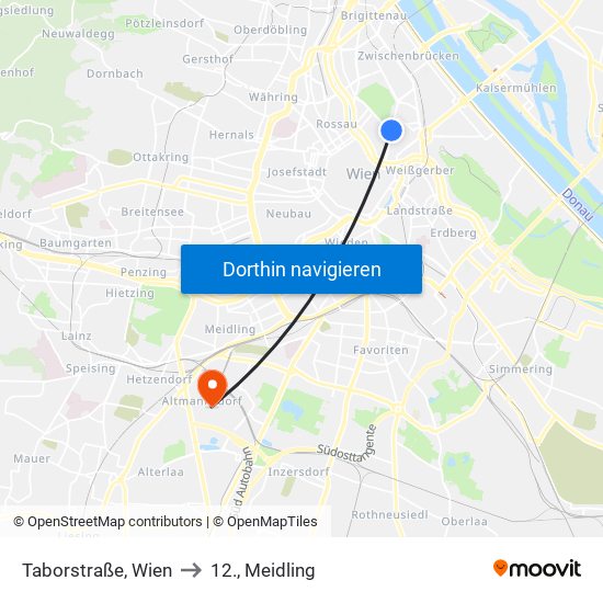 Taborstraße, Wien to 12., Meidling map