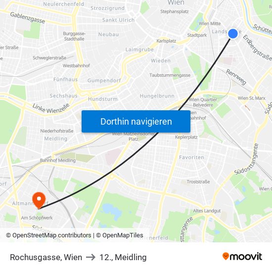 Rochusgasse, Wien to 12., Meidling map