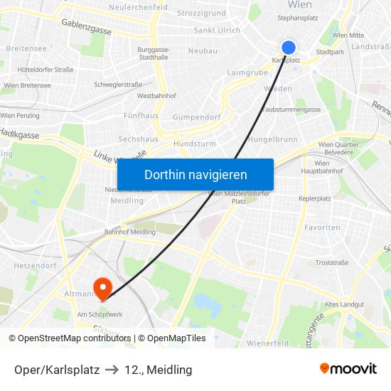 Oper/Karlsplatz to 12., Meidling map