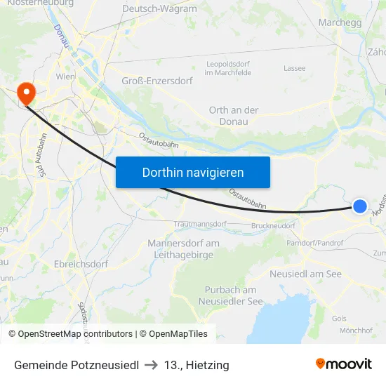 Gemeinde Potzneusiedl to 13., Hietzing map