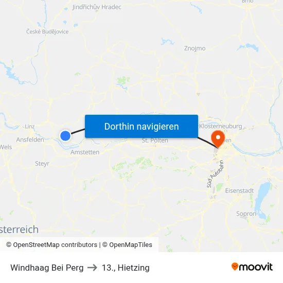 Windhaag Bei Perg to 13., Hietzing map