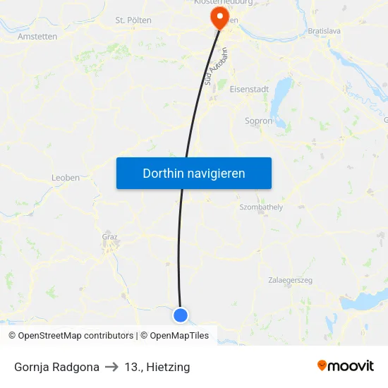 Gornja Radgona to 13., Hietzing map