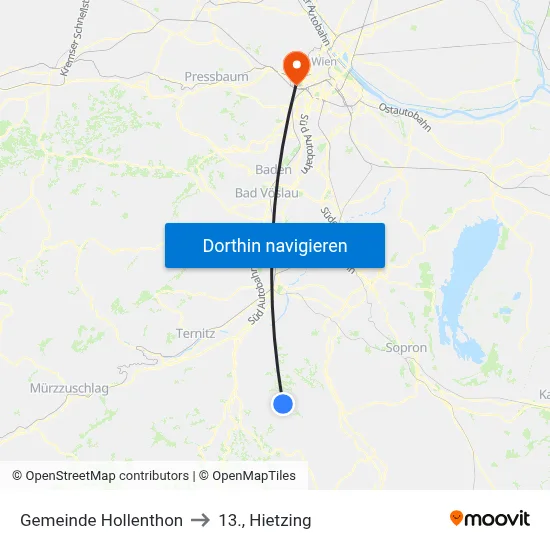 Gemeinde Hollenthon to 13., Hietzing map