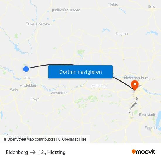 Eidenberg to 13., Hietzing map