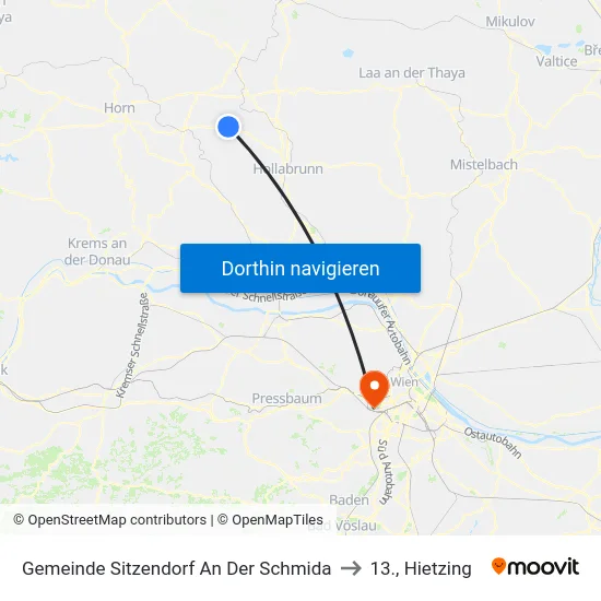 Gemeinde Sitzendorf An Der Schmida to 13., Hietzing map