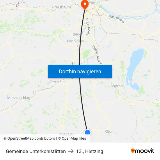 Gemeinde Unterkohlstätten to 13., Hietzing map