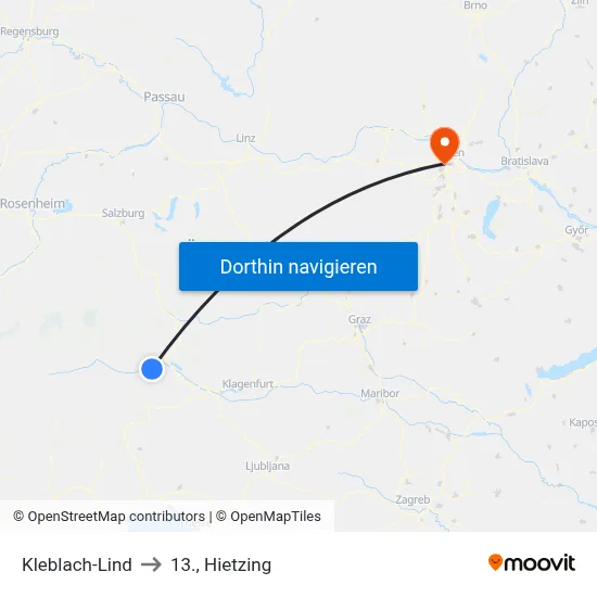 Kleblach-Lind to 13., Hietzing map
