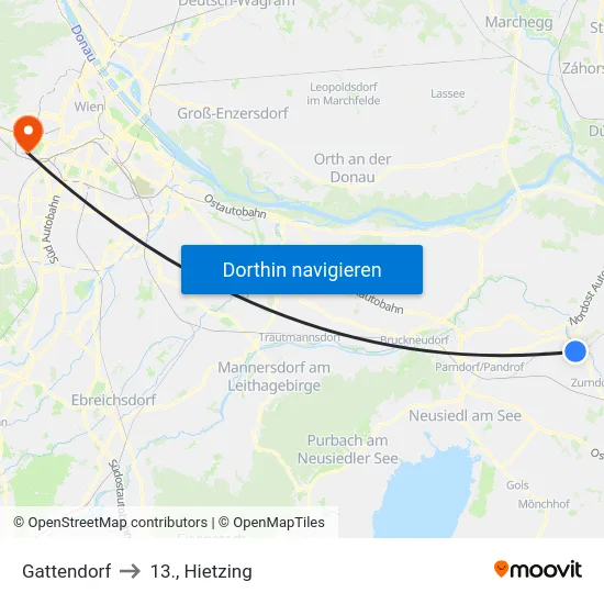 Gattendorf to 13., Hietzing map