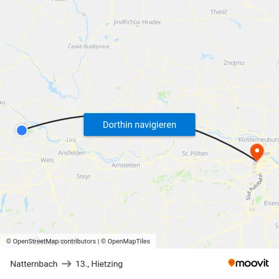 Natternbach to 13., Hietzing map