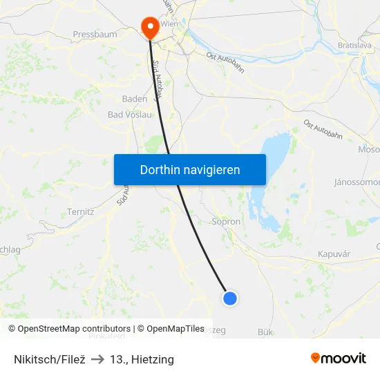 Nikitsch/Filež to 13., Hietzing map