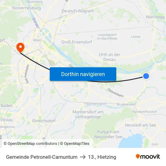 Gemeinde Petronell-Carnuntum to 13., Hietzing map