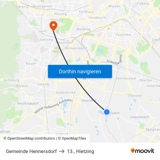 Gemeinde Hennersdorf to 13., Hietzing map