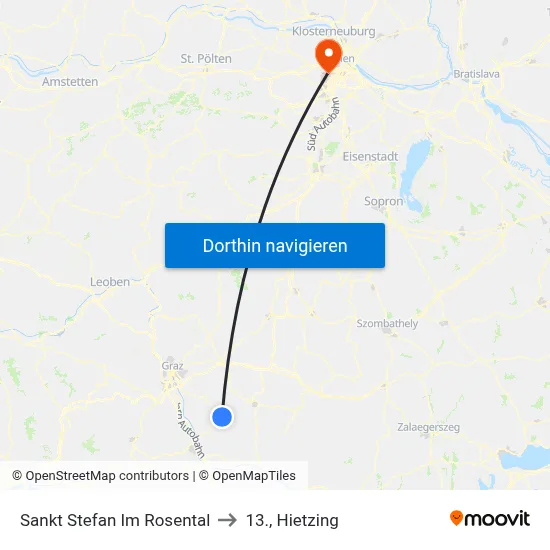 Sankt Stefan Im Rosental to 13., Hietzing map
