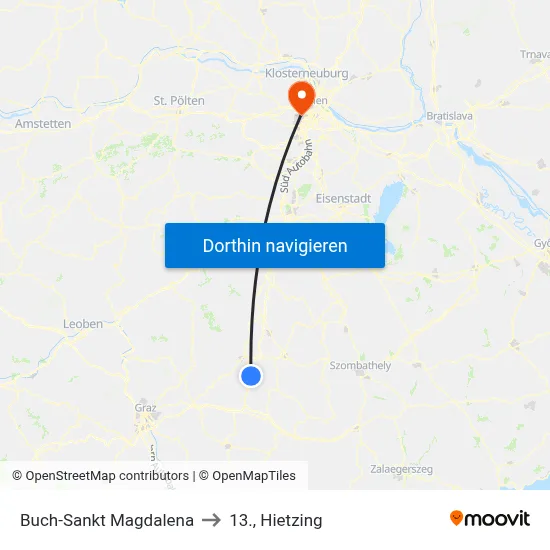 Buch-Sankt Magdalena to 13., Hietzing map