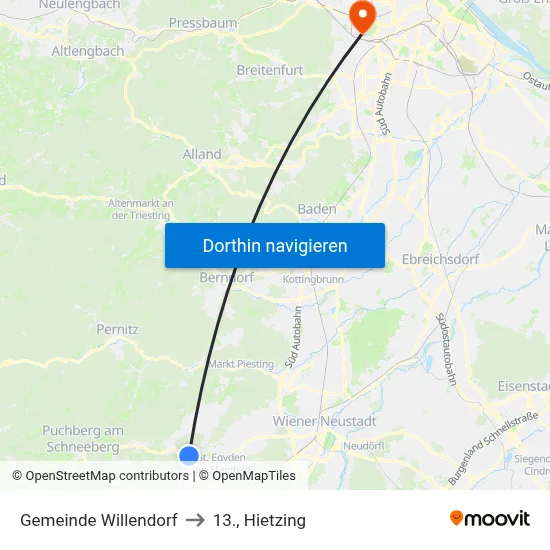 Gemeinde Willendorf to 13., Hietzing map
