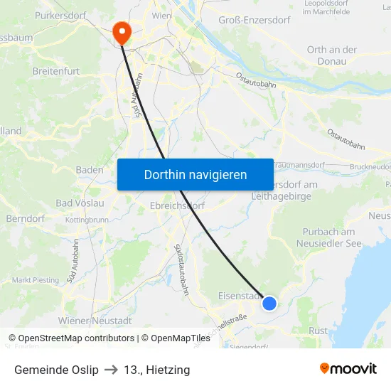 Gemeinde Oslip to 13., Hietzing map