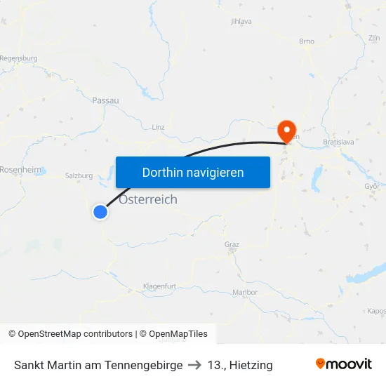 Sankt Martin am Tennengebirge to 13., Hietzing map