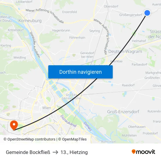 Gemeinde Bockfließ to 13., Hietzing map