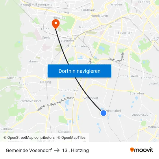Gemeinde Vösendorf to 13., Hietzing map