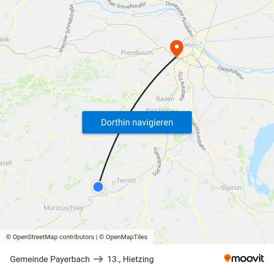 Gemeinde Payerbach to 13., Hietzing map